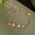 Women's 925 silver bracelet with a retro fox charm and a rectangular stone centrepiece on an adjustable chain.