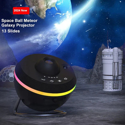 A high-quality galaxy projector lamp with 13 captivating projection effects and customizable color modes, creating a mesmerizing starry night sky in any room.