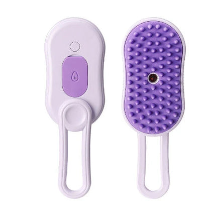 Versatile pet grooming brush with steam and spray function, made with premium ABS and silicone materials for gentle and effective pet hair care