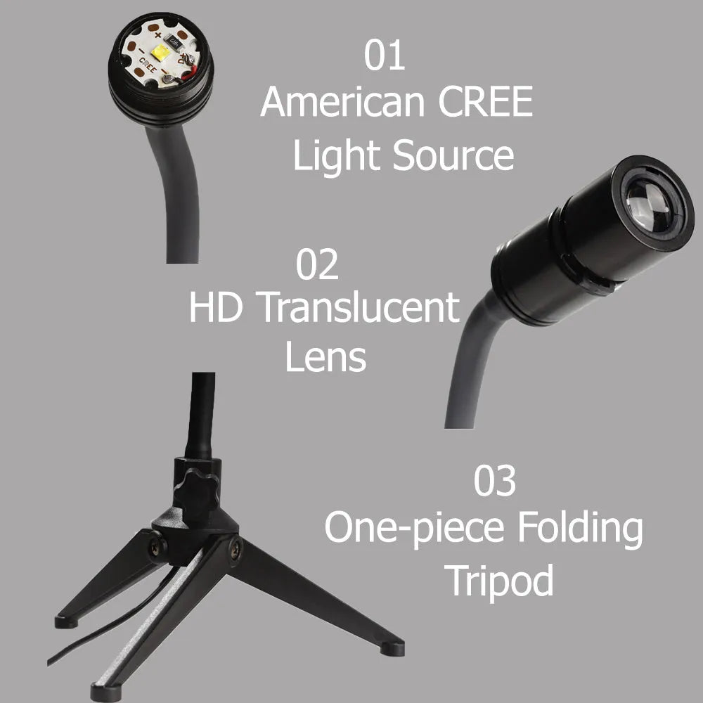 Earth and moon star projection lamp with adjustable hose bracket on a bedside table