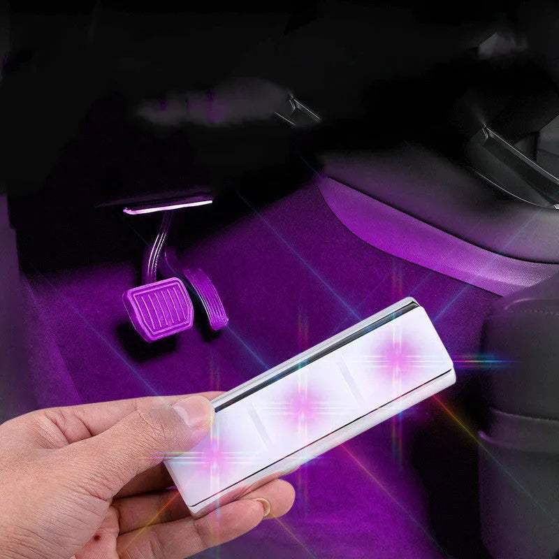 Wireless magnetic car atmosphere light with RGB colourful gradient effect on PVC body, USB powered