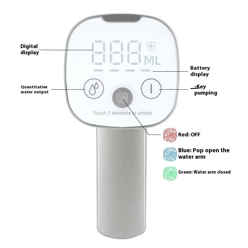 White ABS plastic folding water pump with LCD screen and silicone tube for bucket water dispensing