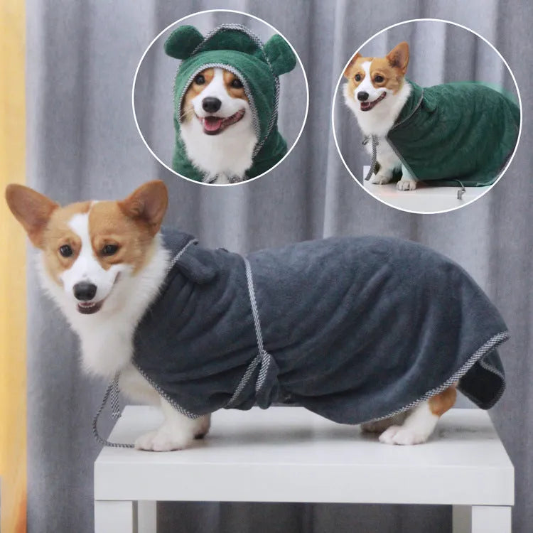 Grey and green ultra fine fiber pet towels for dogs and cats in three sizes