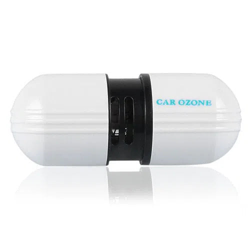 White compact car air purifier deodorizer 75x30x26mm portable 12V for various cars