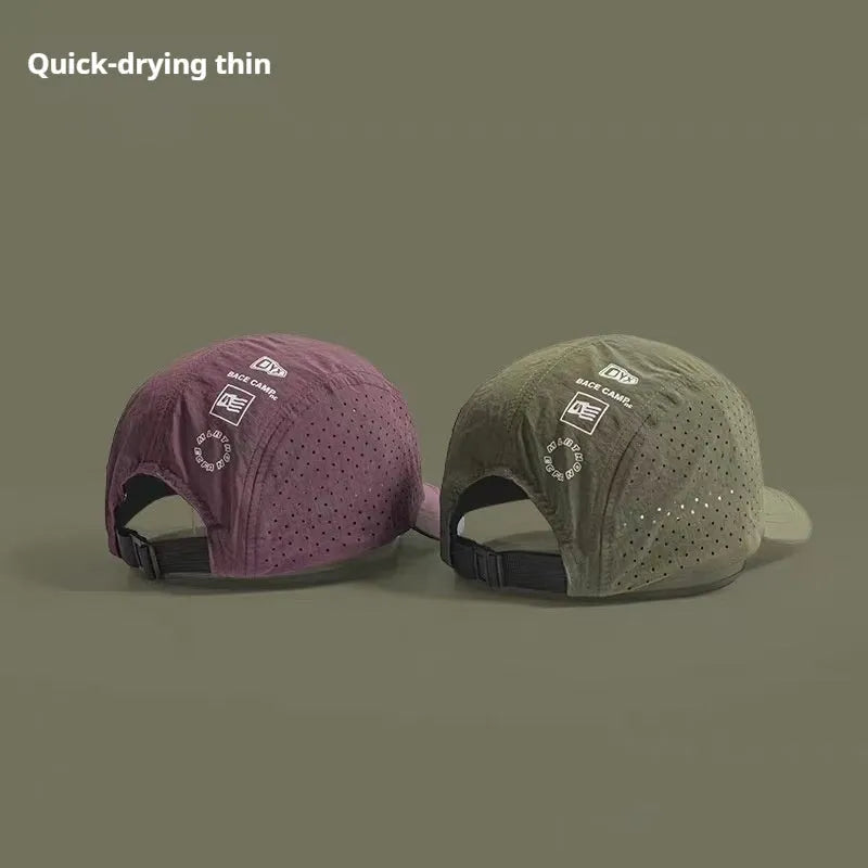 Men's adjustable dome crown baseball cap in breathable mesh fabric, shown in purple colour.