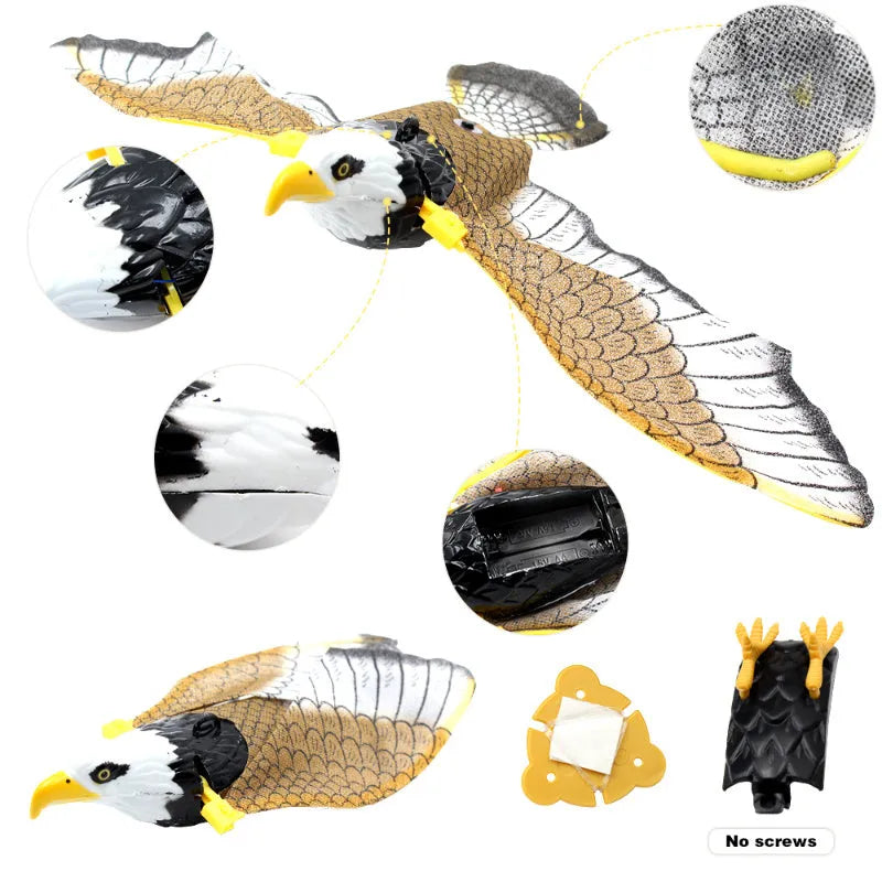 Plastic hanging simulation bird cat toy with rotating action in 25cm or 43cm size