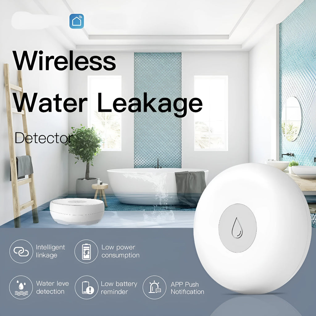 Smart wireless water leak detection alarm with ZIGBEE3.0 technology for home placement