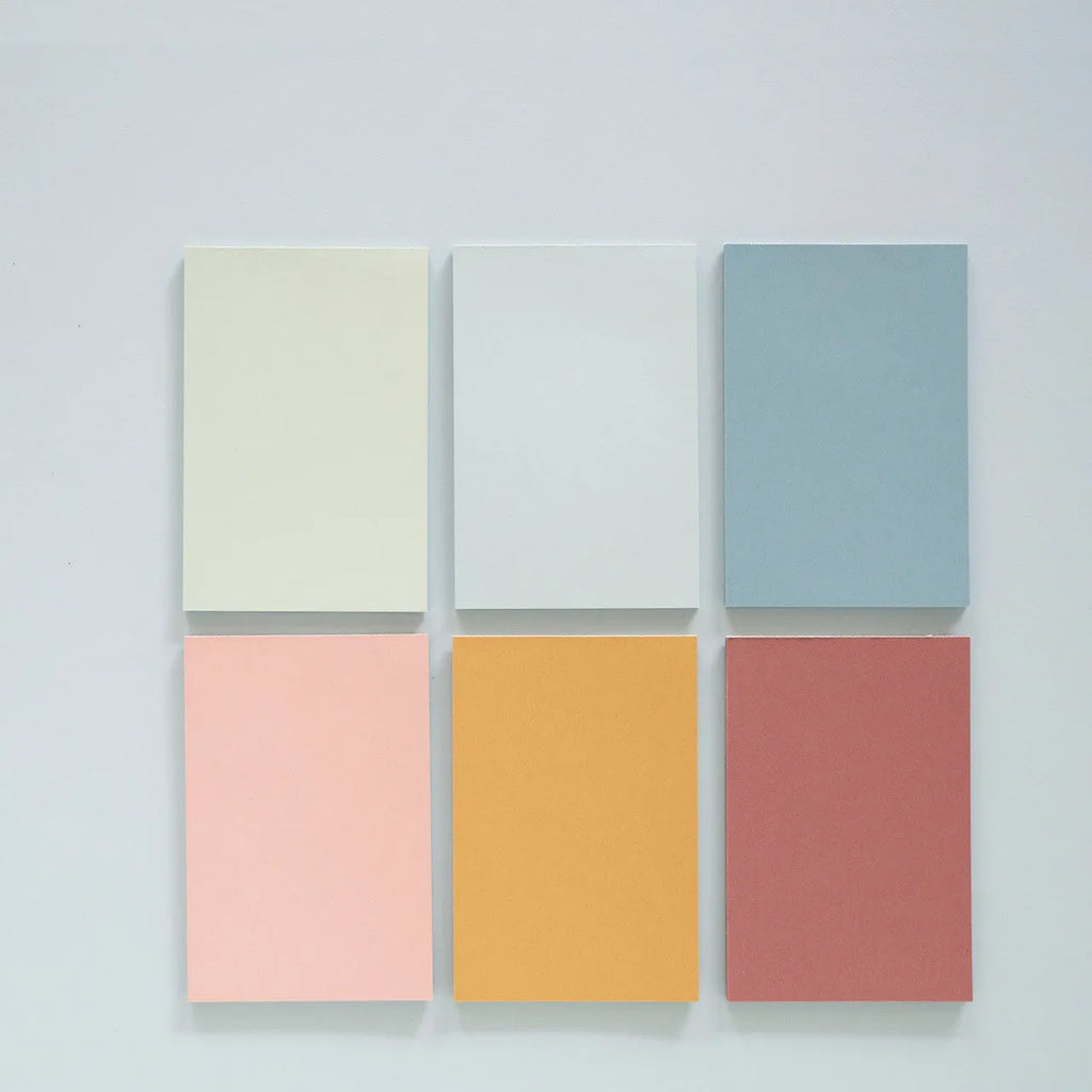 Large 12cm by 8cm colourful Post-it notes showing six different colours in a self-adhesive sticky note pack