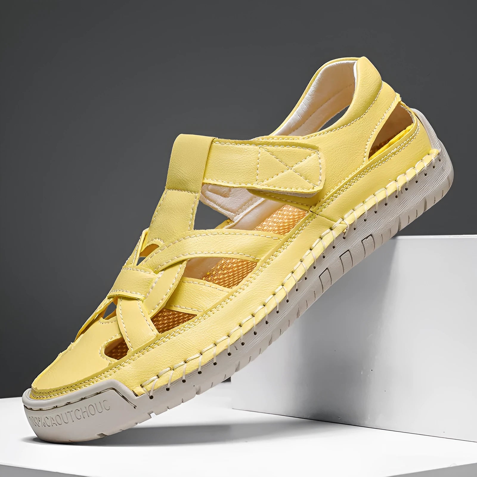 Women's lightweight casual Velcro shoes in black with round toe and soft rubber sole.