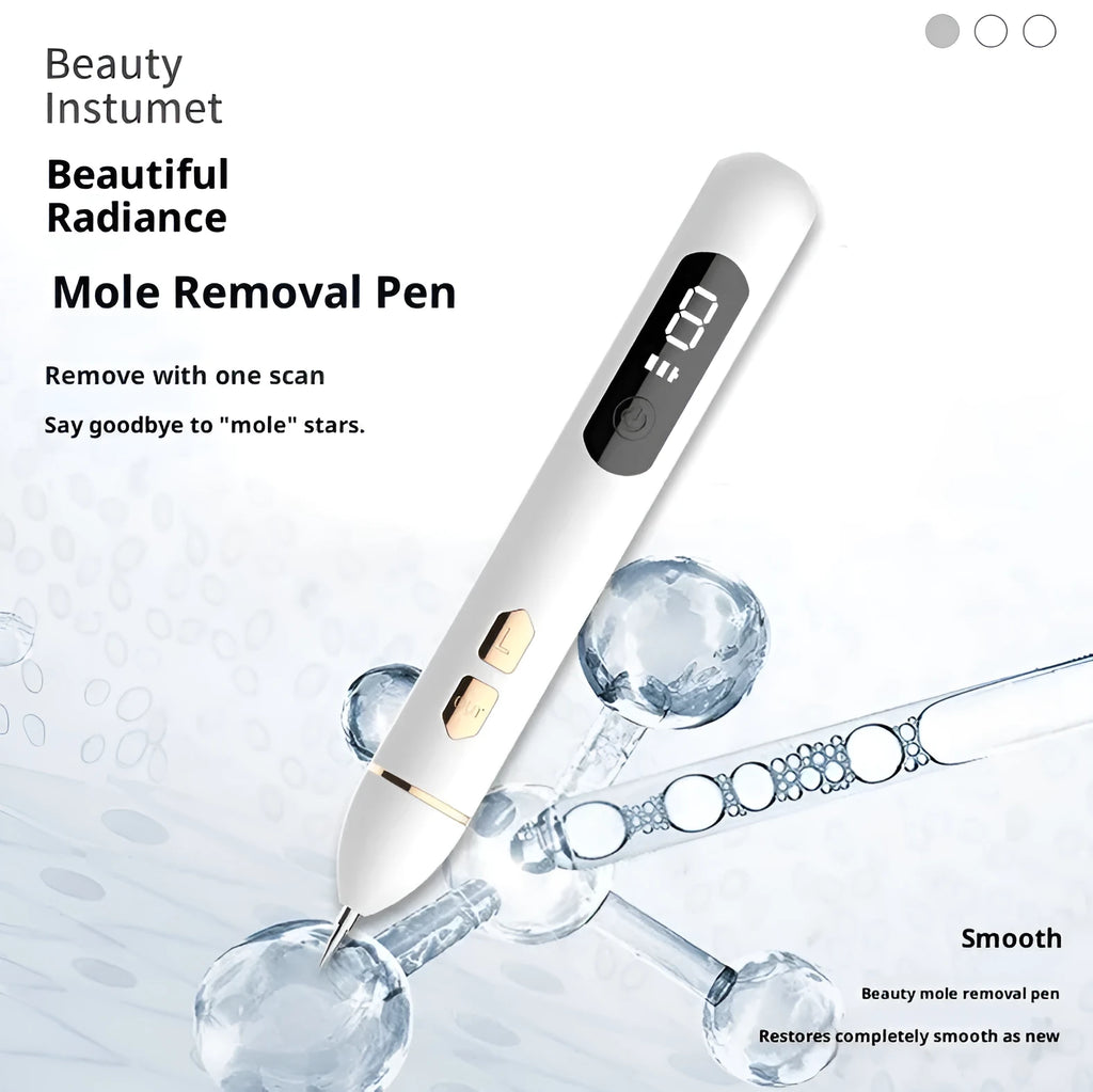 Electric laser fleck removal pen, 23x195mm, ABS stainless steel, with thick and thin needles and USB cable.