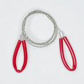 Black and red outdoor survival wire saw with leather case showing 600mm German stainless steel four-strand blade
