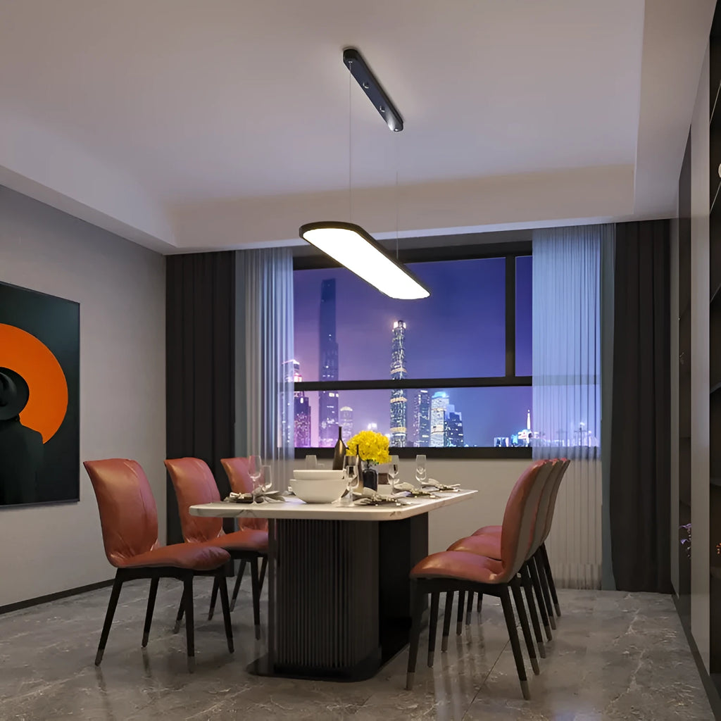 Modern strip bar LED pendant chandelier with iron lampshade, PMMA shade, white or black, fish shape