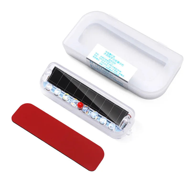 Solar power vehicle anti-collision strobe light, 80x2.5mm, ABS, blue red white colours