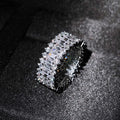 Copper geometric ring with zircon inlay in rose gold finish, unisex size 7