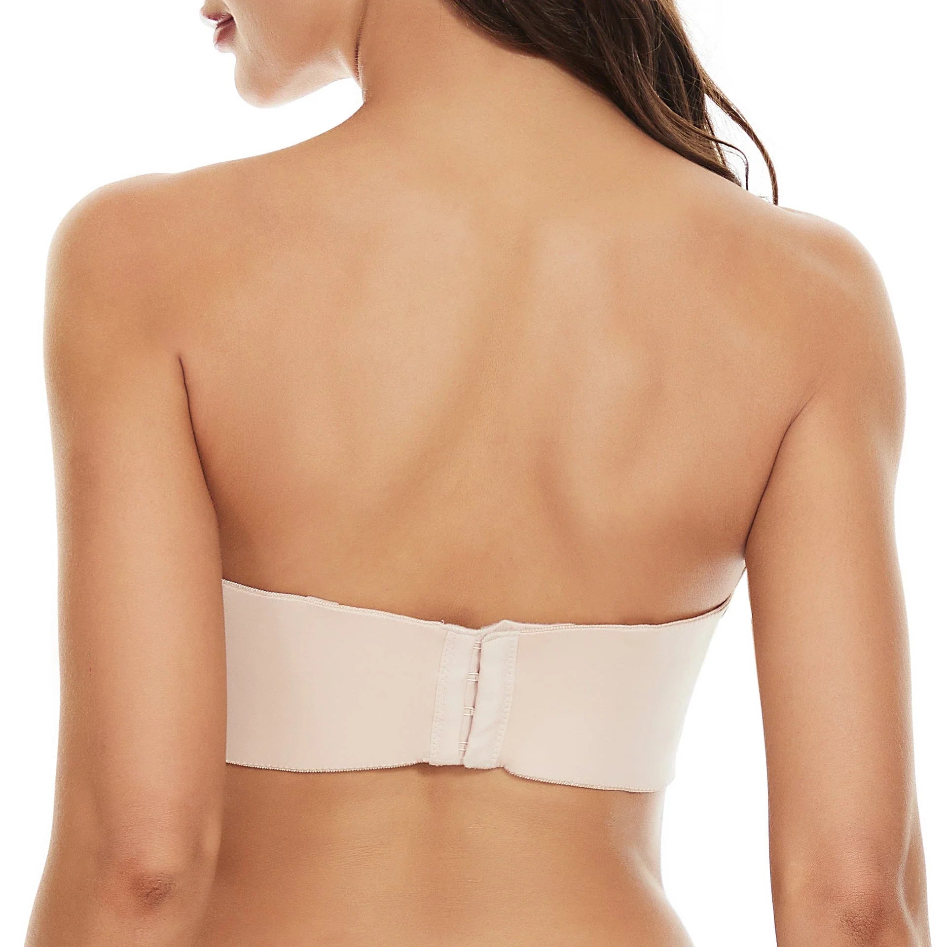 A seamless, invisible bra with removable push-up cups and a steel ring for added support and lift