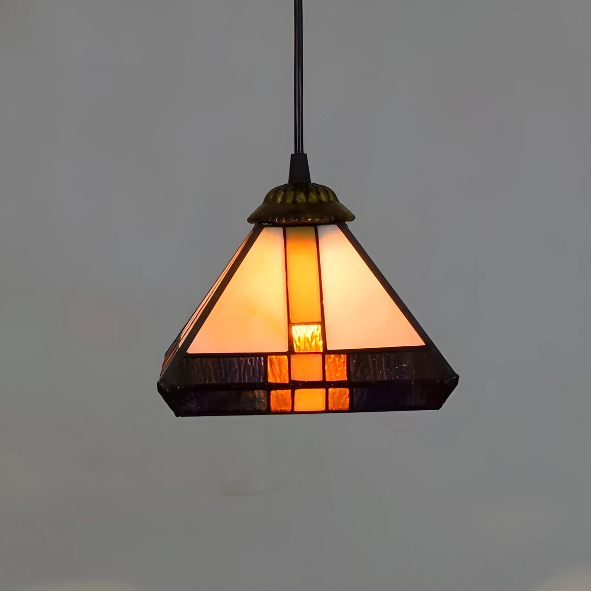 20cm square coloured glass pendant light with iron ceiling plate and E27 holder for aisle or bar counter