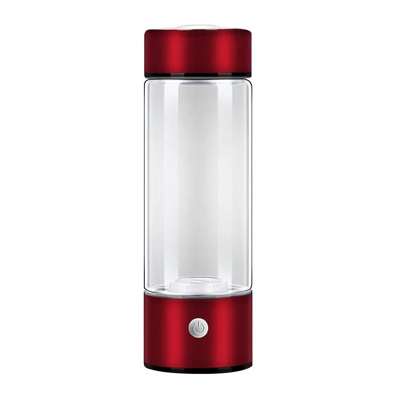 Silver electric hydrogen water bottle generator with borosilicate glass and rechargeable base