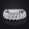 Men's zircon rhombic Cuban chain bracelet, copper with gold electroplated finish on white background