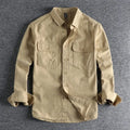 Men's loose fit long sleeve polyester overall shirt in light grey.