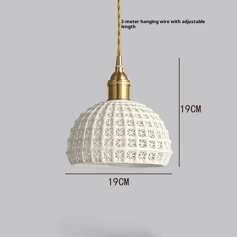 All-copper single-head Nordic pendant light with brass and ceramic finish for bedroom dining room 220V