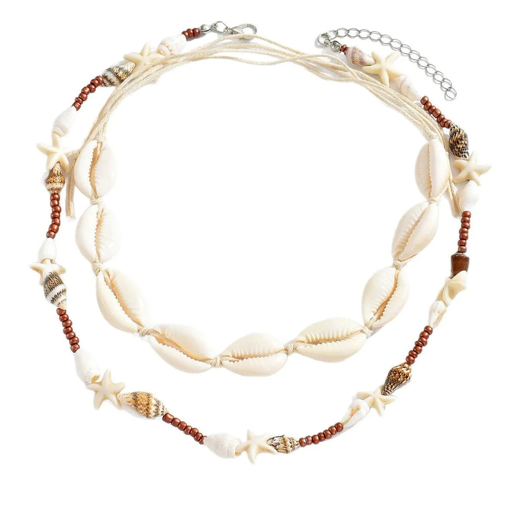 Handmade geometric shell pendant necklace on regular chain in colour X1900