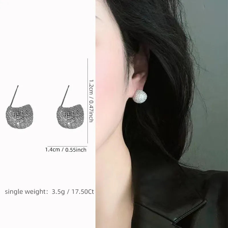 Geometric drop earrings with full diamond little golden beans design in gold and white colours