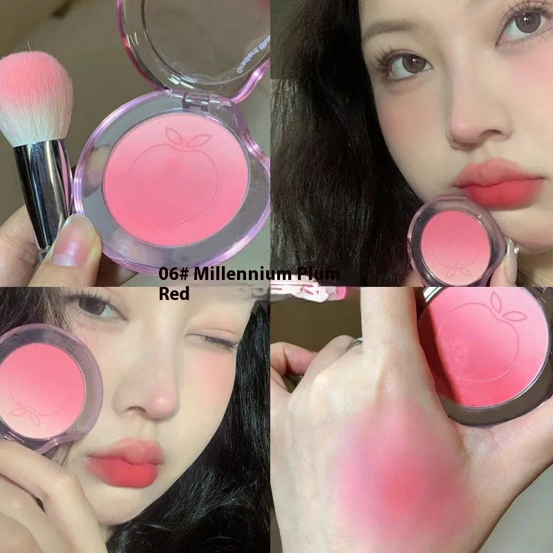 Bubble gradient design powder blush compact open, showing six shade options for dry skin.