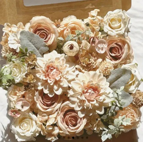 Silk rose artificial flower centrepiece with embossed petals and flexible PVC stem, Style 43 or Style O
