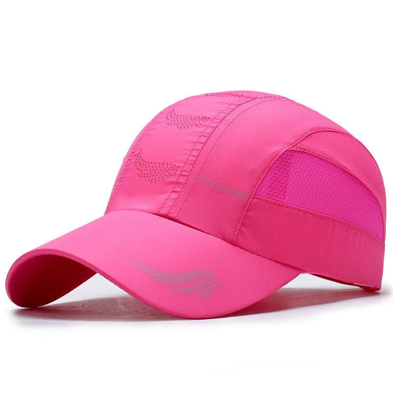 Quick-drying outdoor sun hat with dome crown and machine embroidery in summer colours