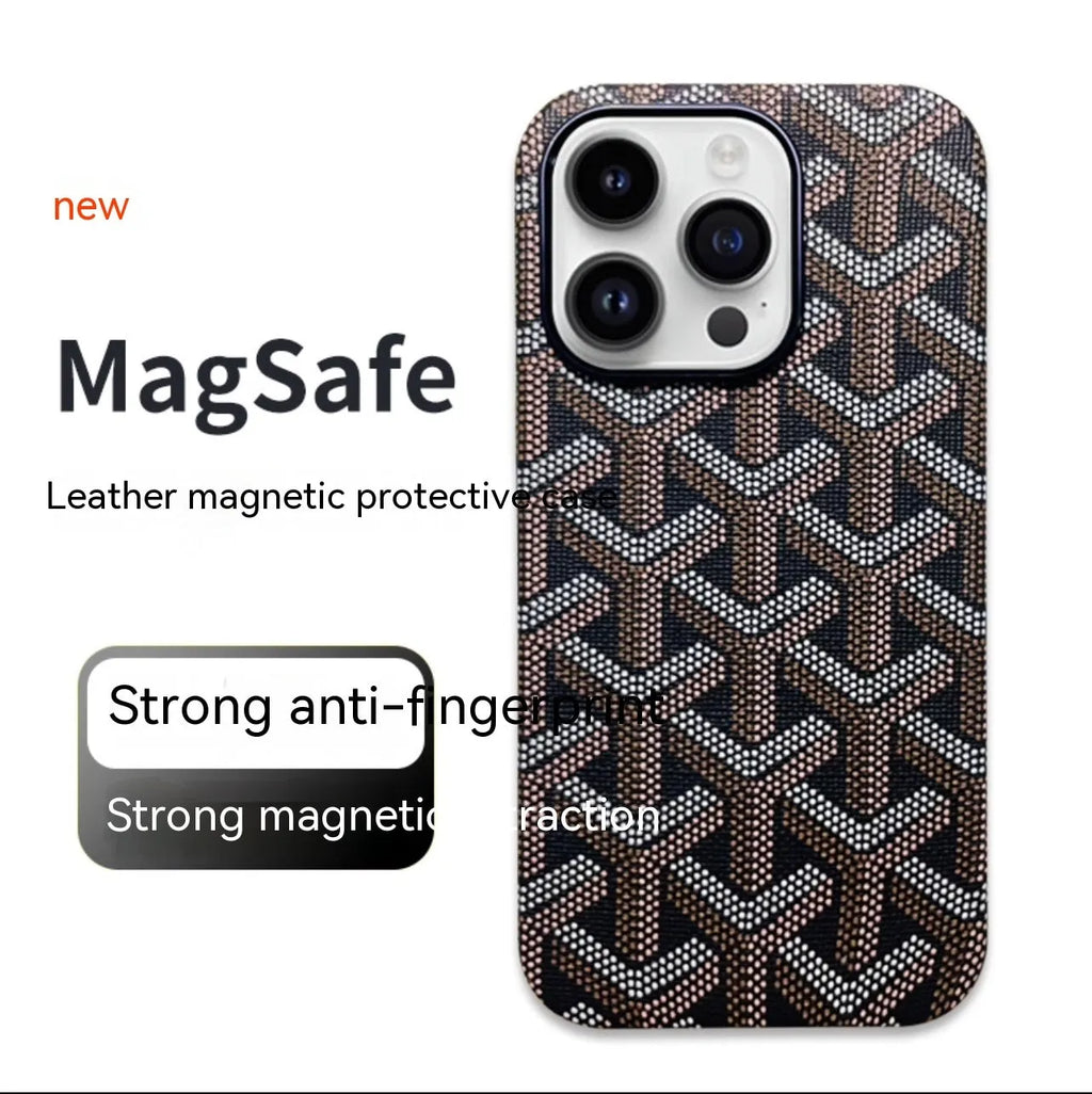 Leather phone case in green with magnetic suction and all-inclusive drop-resistant design for iPhone 12-15