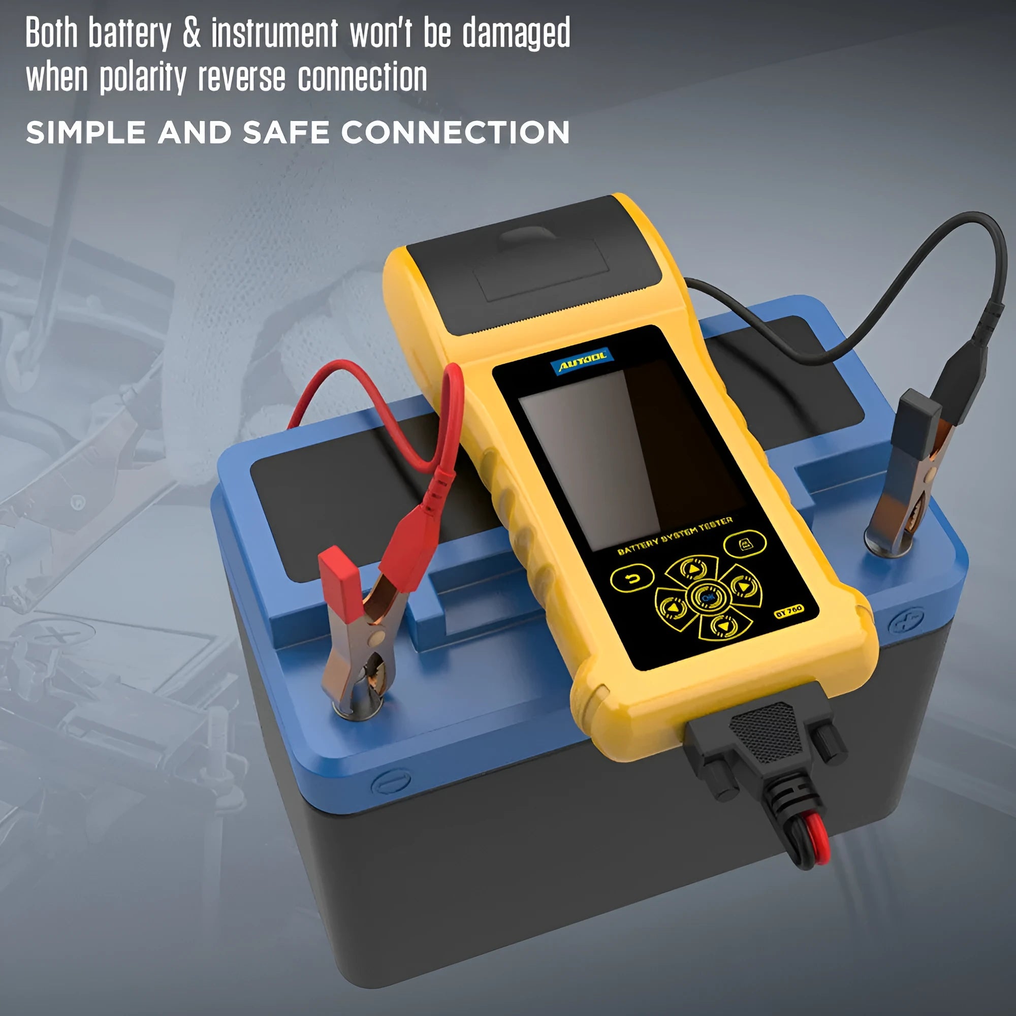 Autool BT760 colour screen vehicle battery tester with thermal printer and battery connection clips