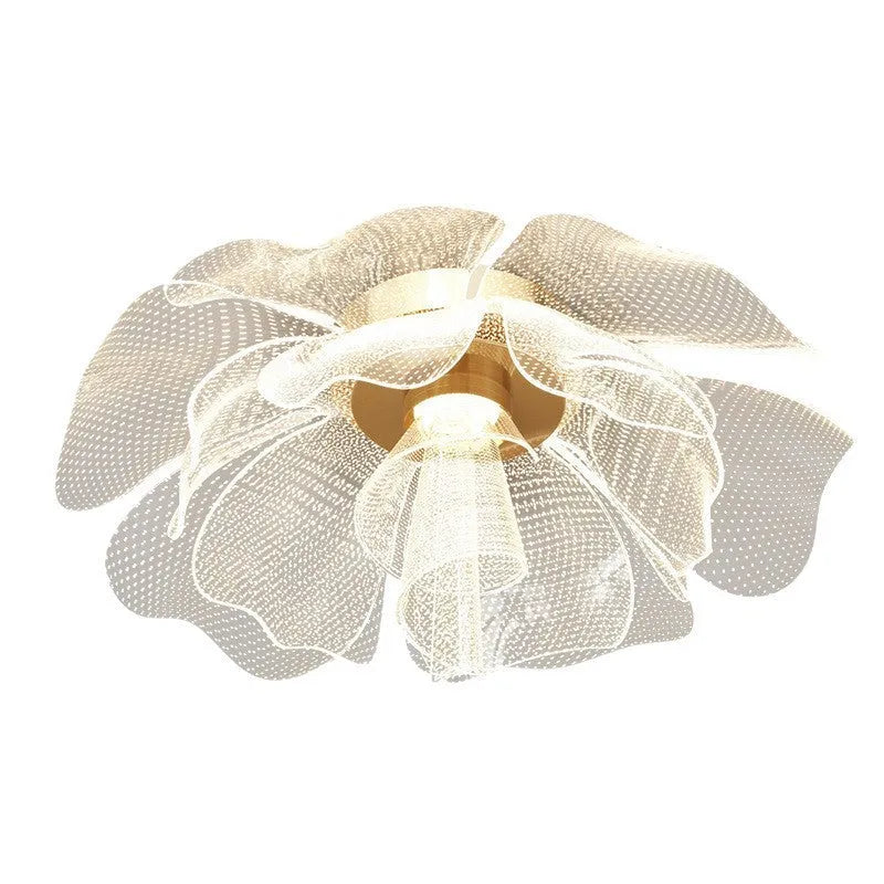Flower acrylic ceiling light with iron frame offering tricolour white and warm light options 55cm