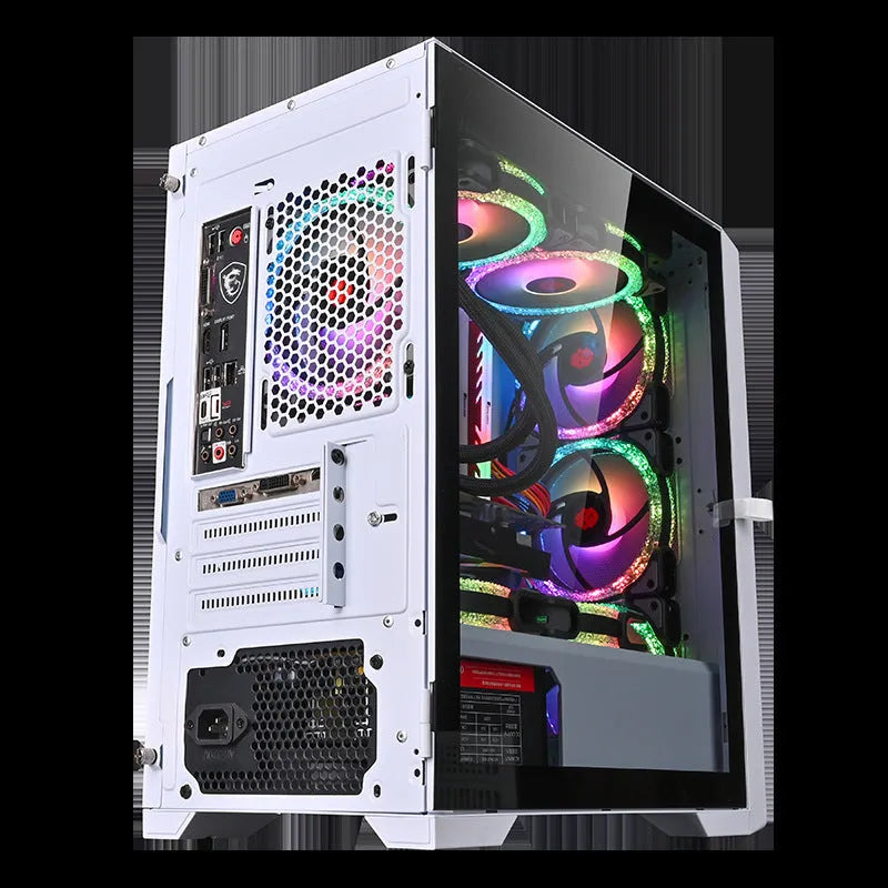 Black wide body tempered glass ITX computer case, SECC sheet steel, 35.6 x 21 x 42.2 cm