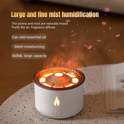 Ultrasonic Aromatherapy Diffuser with mesmerizing flame and jellyfish-inspired light effects, providing customizable relaxation and ambiance