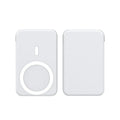 Small portable power bank with magnetic wireless charging for iPhone in black, blue or white colours