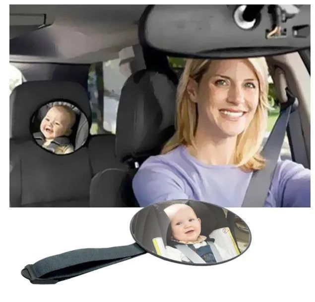 Black ABS baby safety seat rearview mirror mounted on car headrest