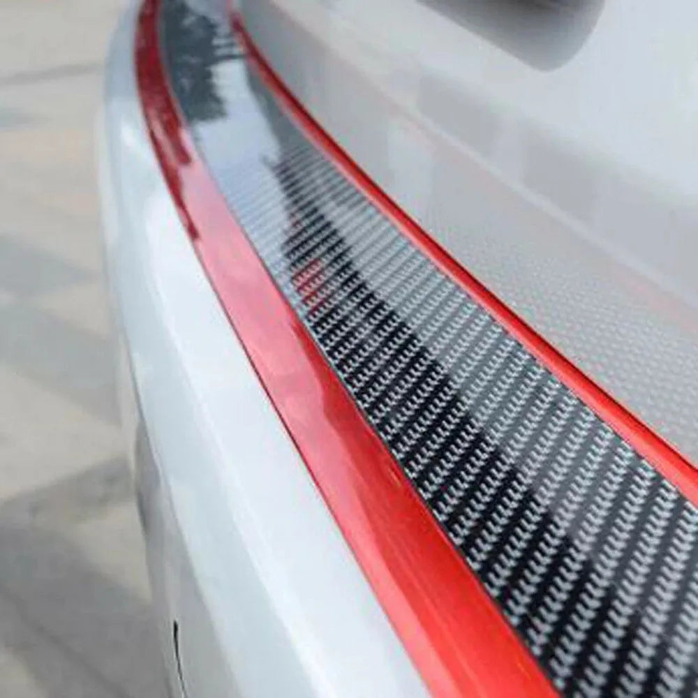 Car carbon fibre pattern door sill decorative protective sticker in black 1m by 3cm