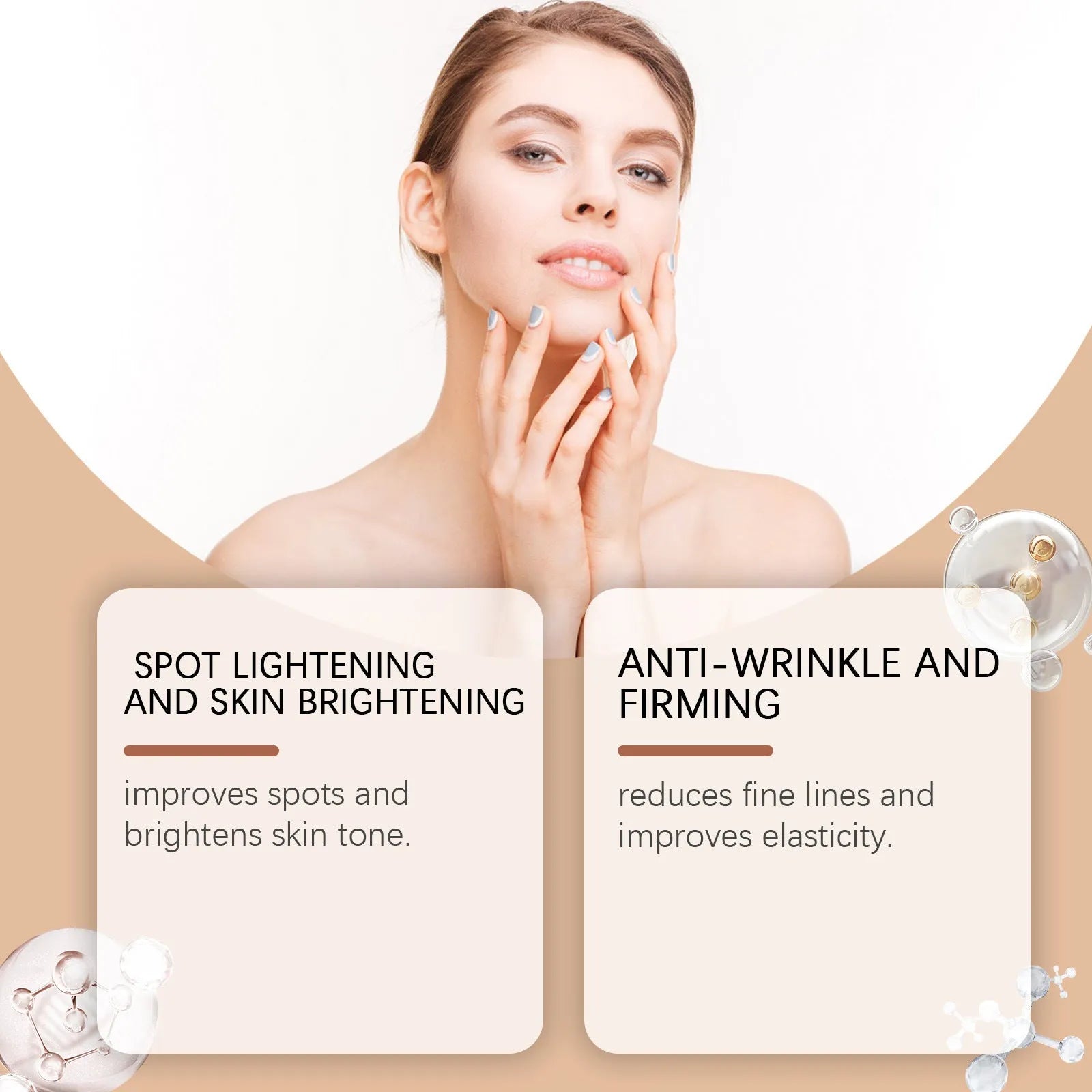 Single 30g facial mask for wrinkles with arbutin and hyaluronic acid ingredients.
