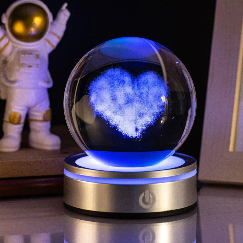 Enchanting 3D carved crystal nightlight with mesmerizing luminous glow, perfect for creating a cozy and romantic ambiance in any room