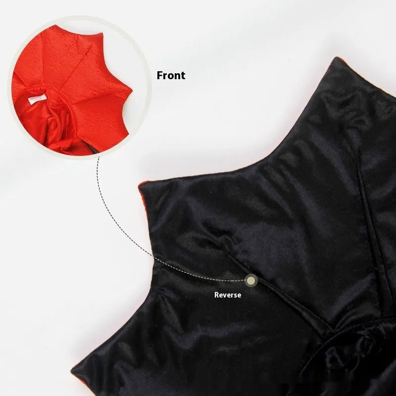 Halloween pet costume black red polyester outfit for cats dogs free size
