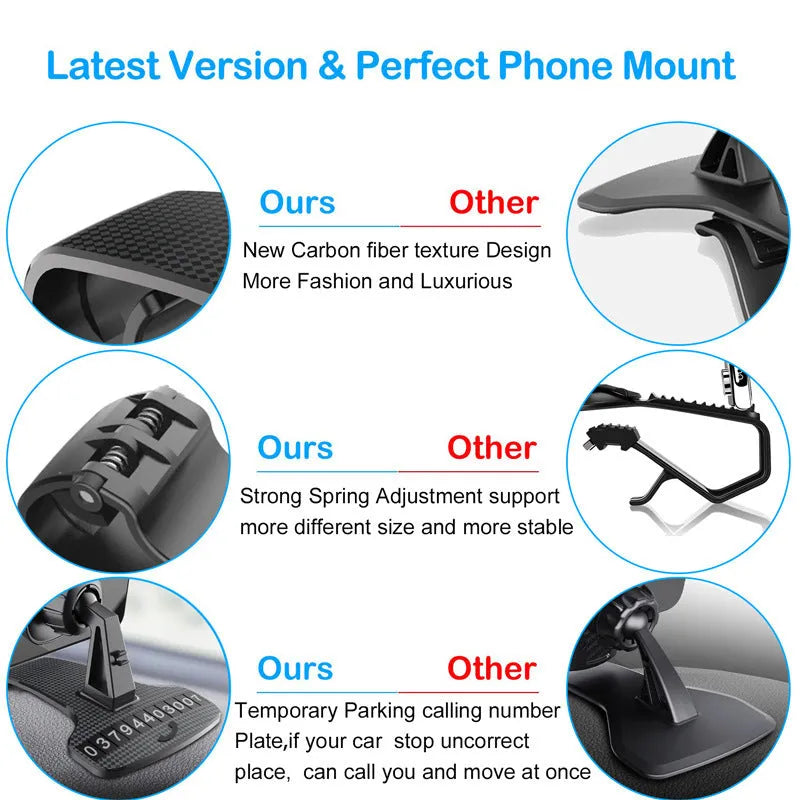 Snap-on plastic car phone holder clip for dashboard mounting