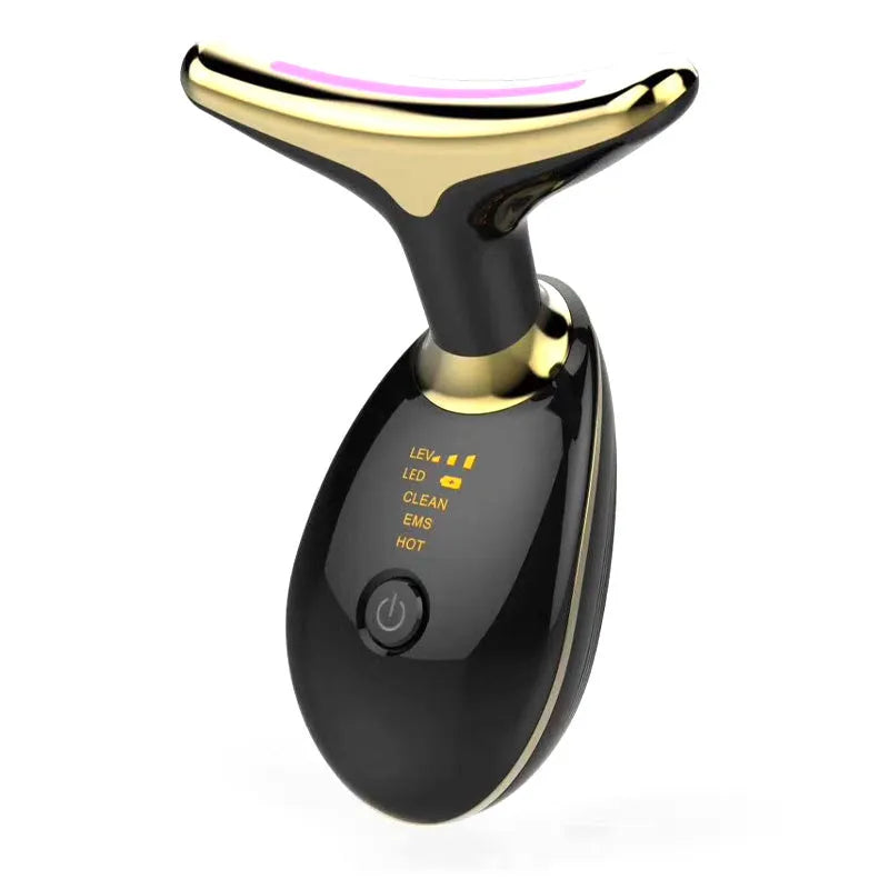 EMS thermal neck lifting massager device with LED lights for wrinkle removal.