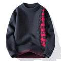 Men's loose fit knitted pullover jumper in grey with ribbed hemline detail
