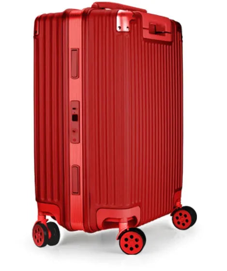 Aluminium magnesium alloy luggage case with stripe pattern in multiple sizes and colours