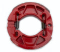 Motorcycle brake rubber block for YBR125 with asbestos-free friction material, metal body, black and red finish