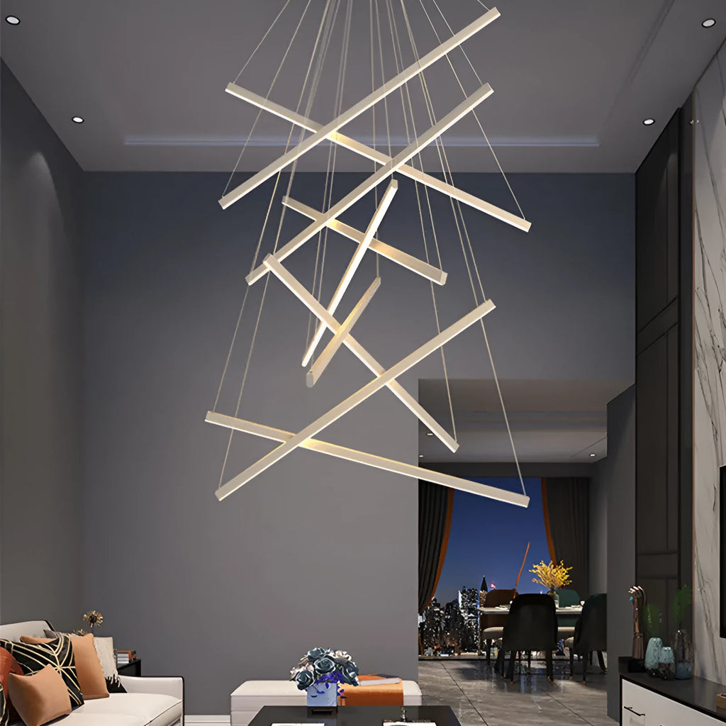 Modern glass LED chandelier with remote control, black iron body, adjustable height 1-3 metres, 3-head model