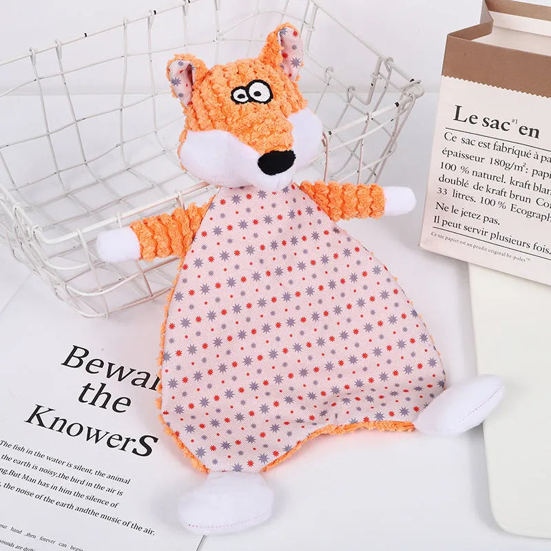 Fox elephant squeaky plush pet toy for cats and dogs in brown colour