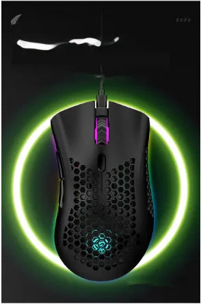 Hollow out wireless gaming mouse with RGB lighting in cyan, black or white