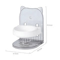 Grey adjustable height cat feeding bowl with ear design and neck protection