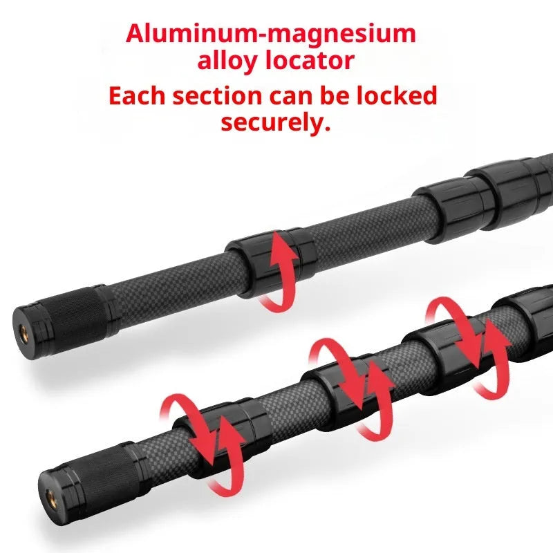 Carbon telescopic fishing rod with free orientation spool, 13m to 30m option